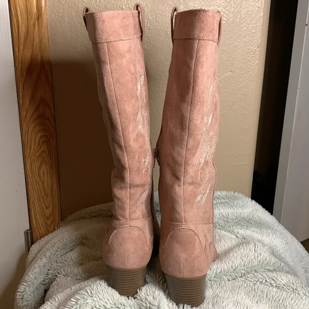 Western dress boots pale pink gray NEW in package - Picture 5 of 6